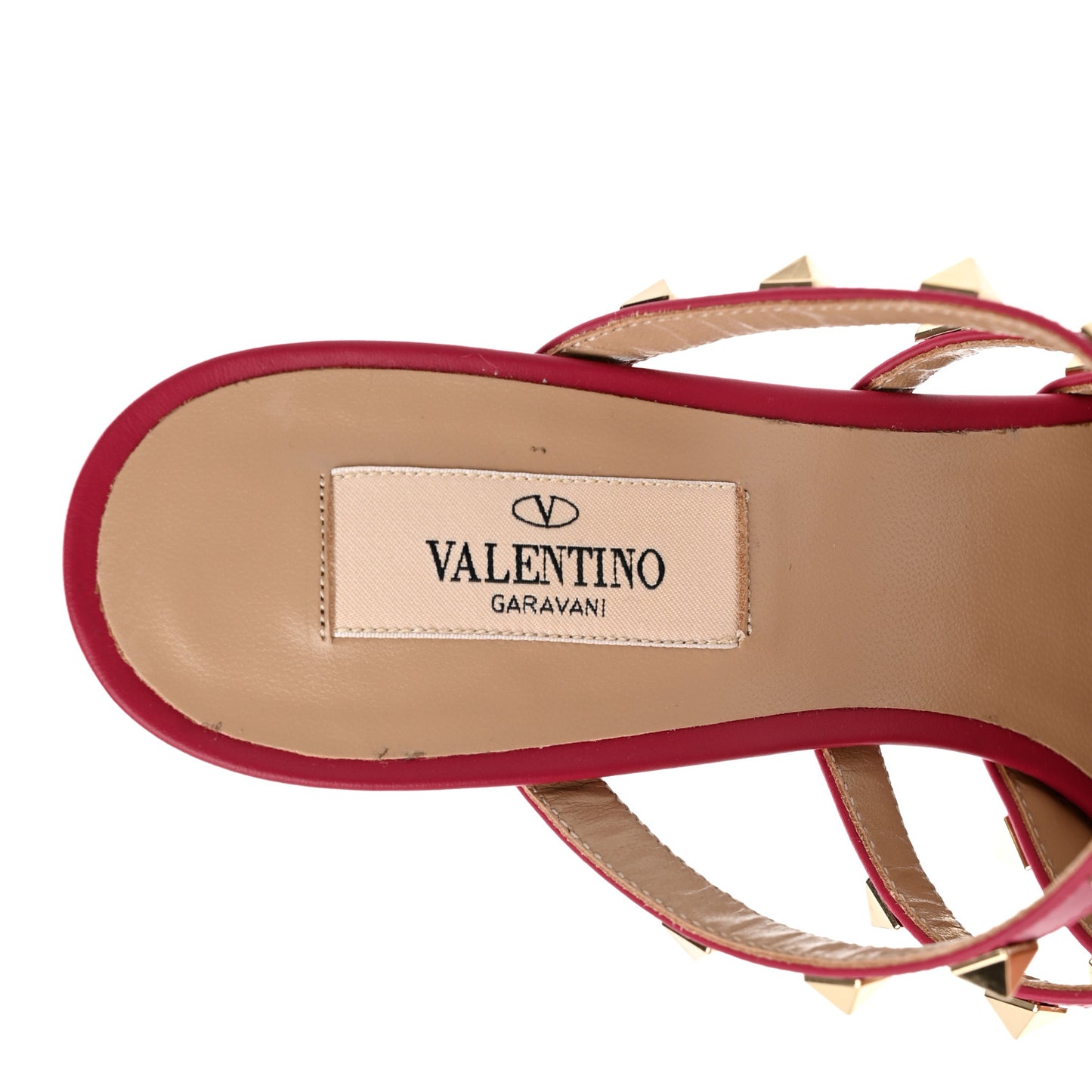Pebbled Calfskin Rockstud 90mm Cage Mules 38 Raspberry