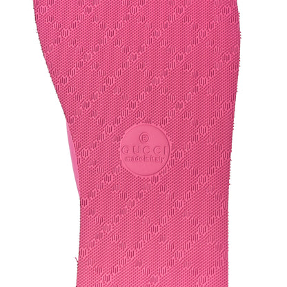 Gucci Rubber Chevron Womens GG Thong Sandals 38 Pink Tropical Flower 7 of 9