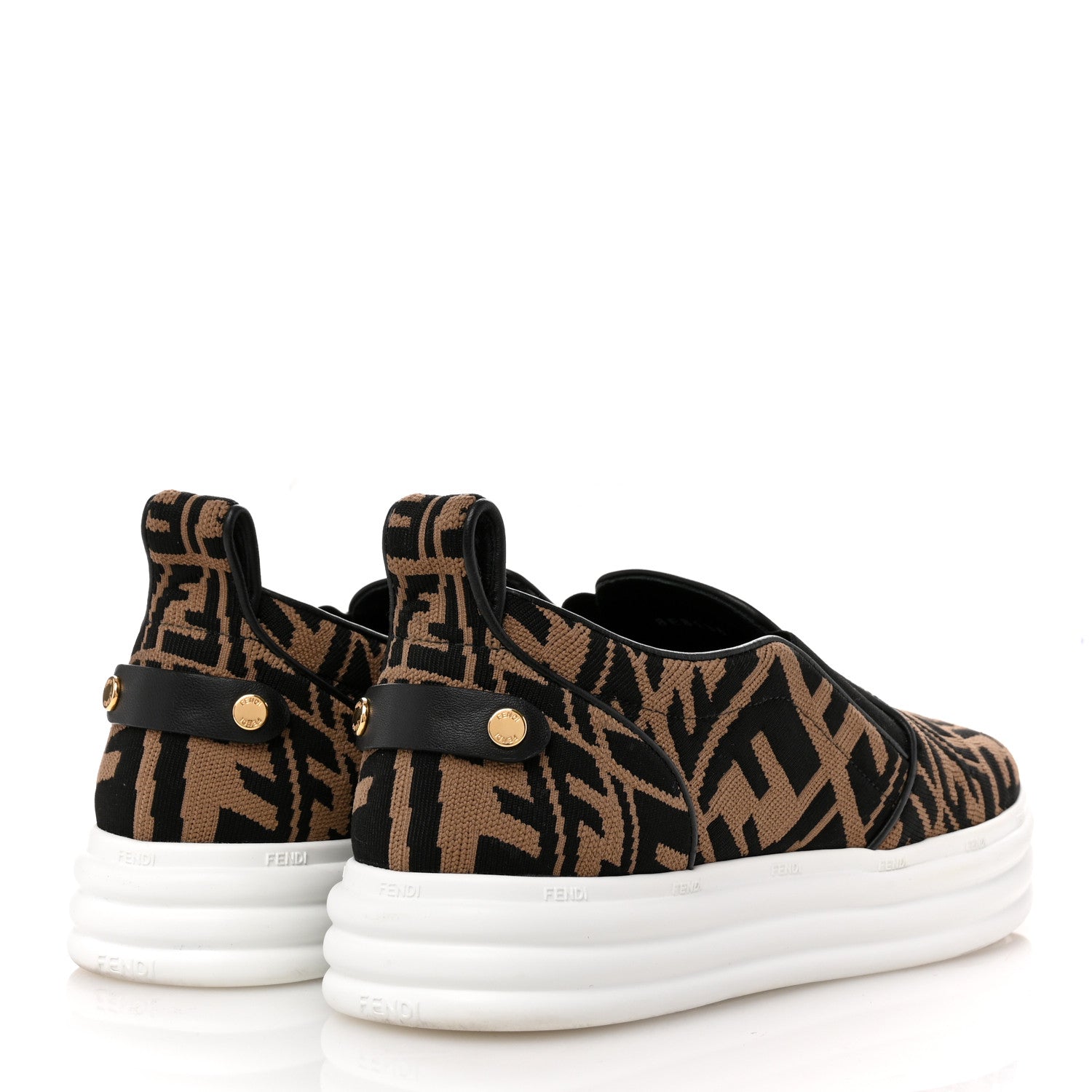 Fendi X SARA COLEMAN Canvas FF Vertigo Embroidered Womens Rise Slip On Sneakers 41 Tobacco Black 5 of 11