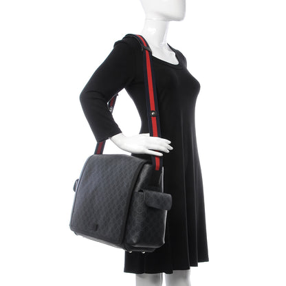Gucci GG Supreme Monogram Web Messenger Diaper Bag Black Grey 2 of 8