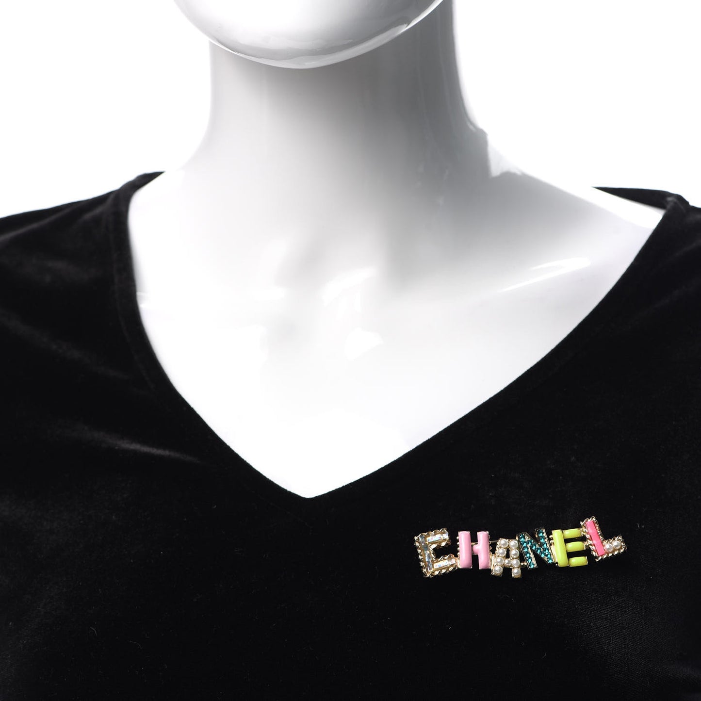 Pearl Enamel Logo Brooch Multicolor