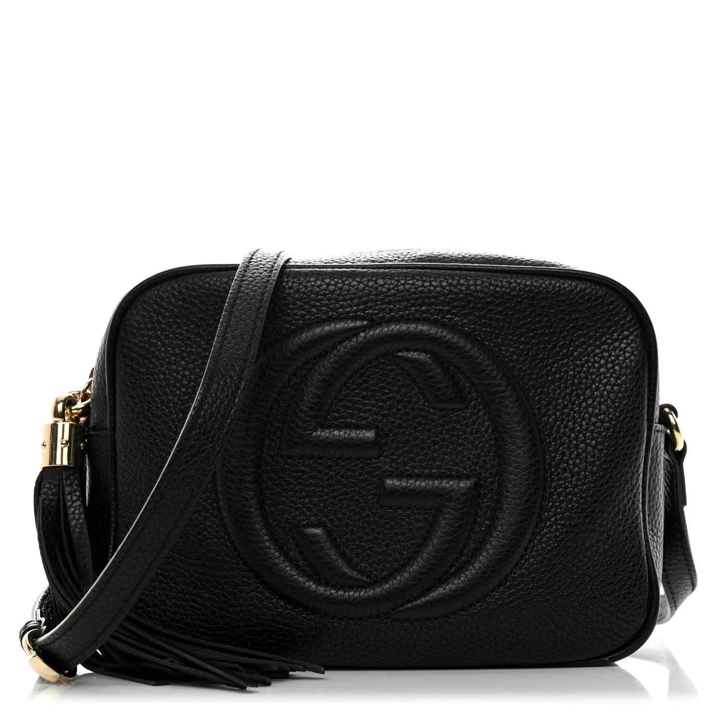 Pebbled Calfskin Small Soho Disco Bag Black