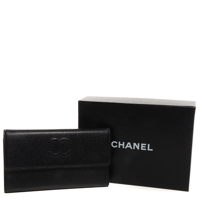 Chanel Caviar Long Flap Wallet Black 5 of 9