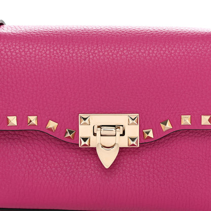 Valentino Garavani Pebbled Calfskin Medium Rockstud Flip Lock Crossbody Bag Rose Violet 7 of 9