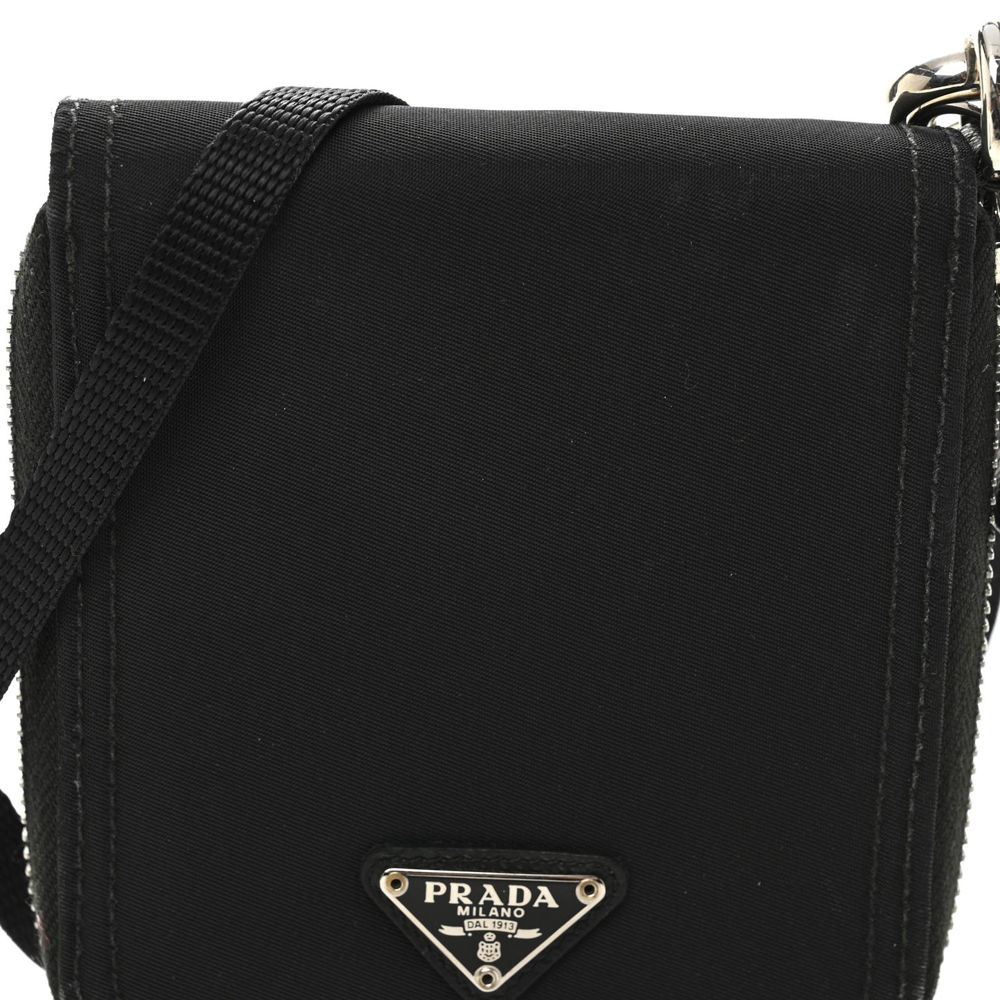 Tessuto Nylon Zip Around Wallet On Strap Black