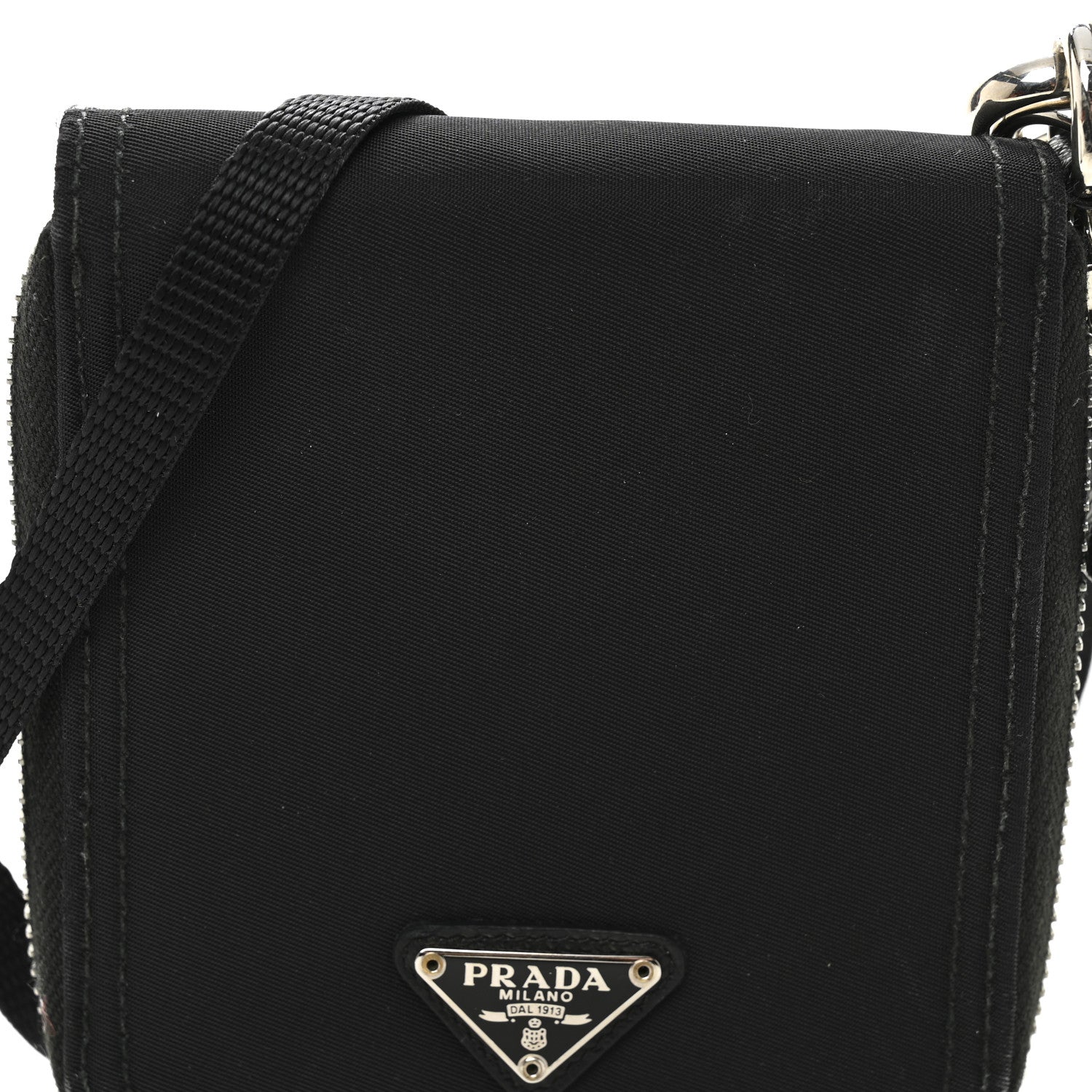 Prada Tessuto Nylon Zip Around Wallet On Strap Black 7 of 7