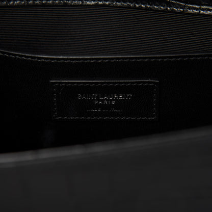 Saint Laurent Calfskin Crocodile Embossed Large Classic Monogram Kate Satchel Black 8 of 9