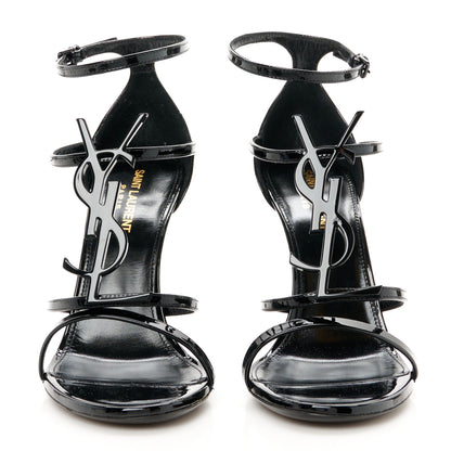 Saint Laurent Patent Cassandra 100 Ankle Strap Sandals 38.5 Black 3 of 10