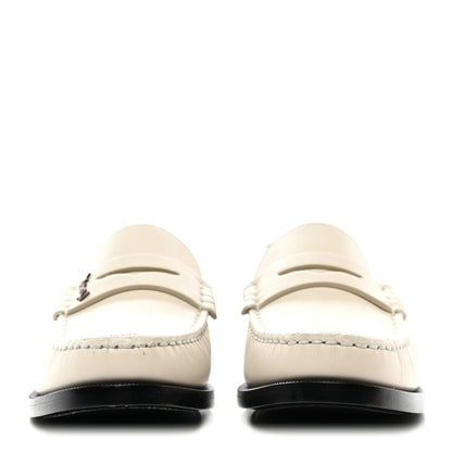 Saint Laurent Calfskin Penny Loafers 38.5 Pearl 2 of 10