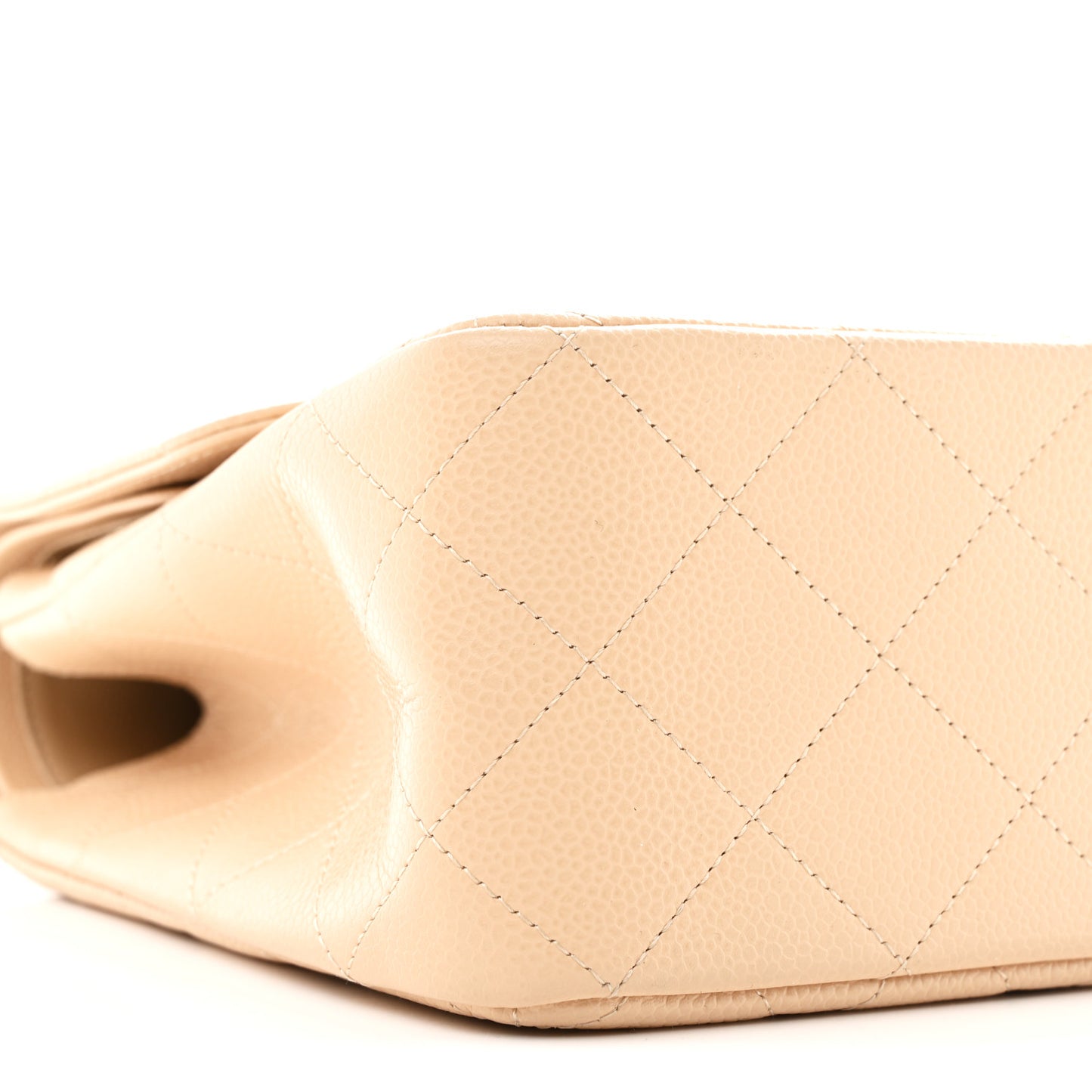Caviar Quilted Jumbo Double Flap Beige