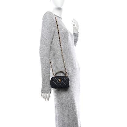 Chanel Lambskin Quilted Chain Top Handle Vanity Case Blue 2 of 12