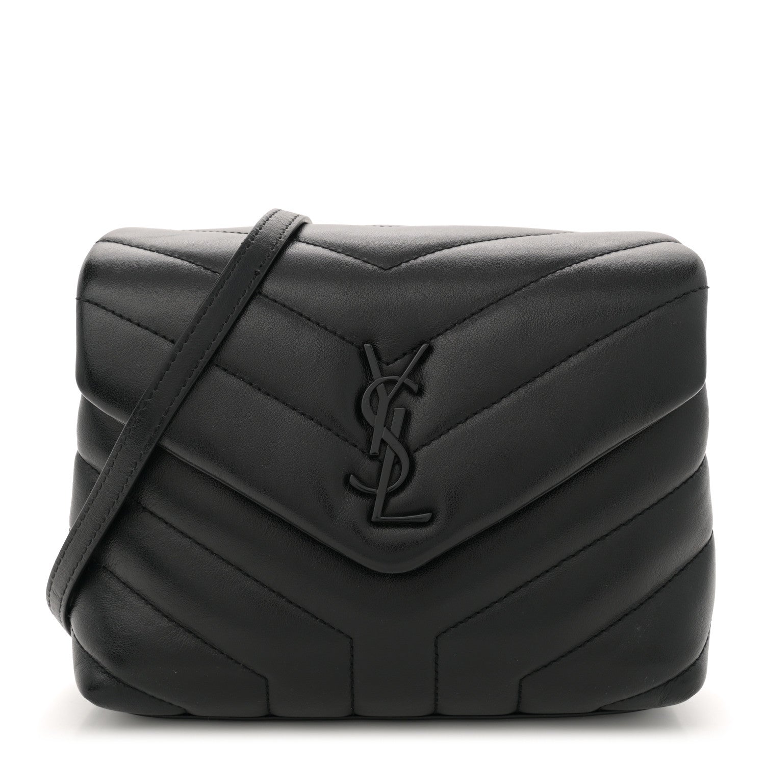 Saint Laurent Calfskin Y Quilted Monogram Monochrome Toy Loulou Crossbody Bag Black 1 of 10
