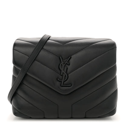 Saint Laurent Calfskin Y Quilted Monogram Monochrome Toy Loulou Crossbody Bag Black 1 of 10