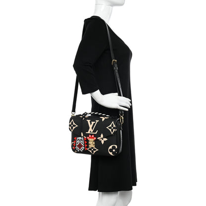Louis Vuitton LOUIS VUITTON Empreinte Monogram Giant Crafty Pochette Metis Black Creme 2 of 12