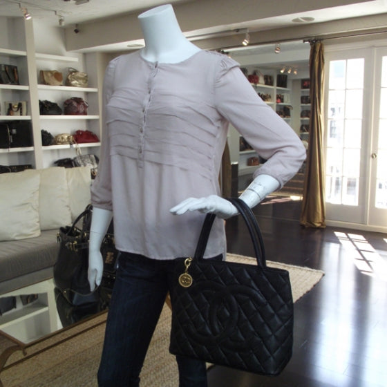 Caviar Medallion Tote Black
