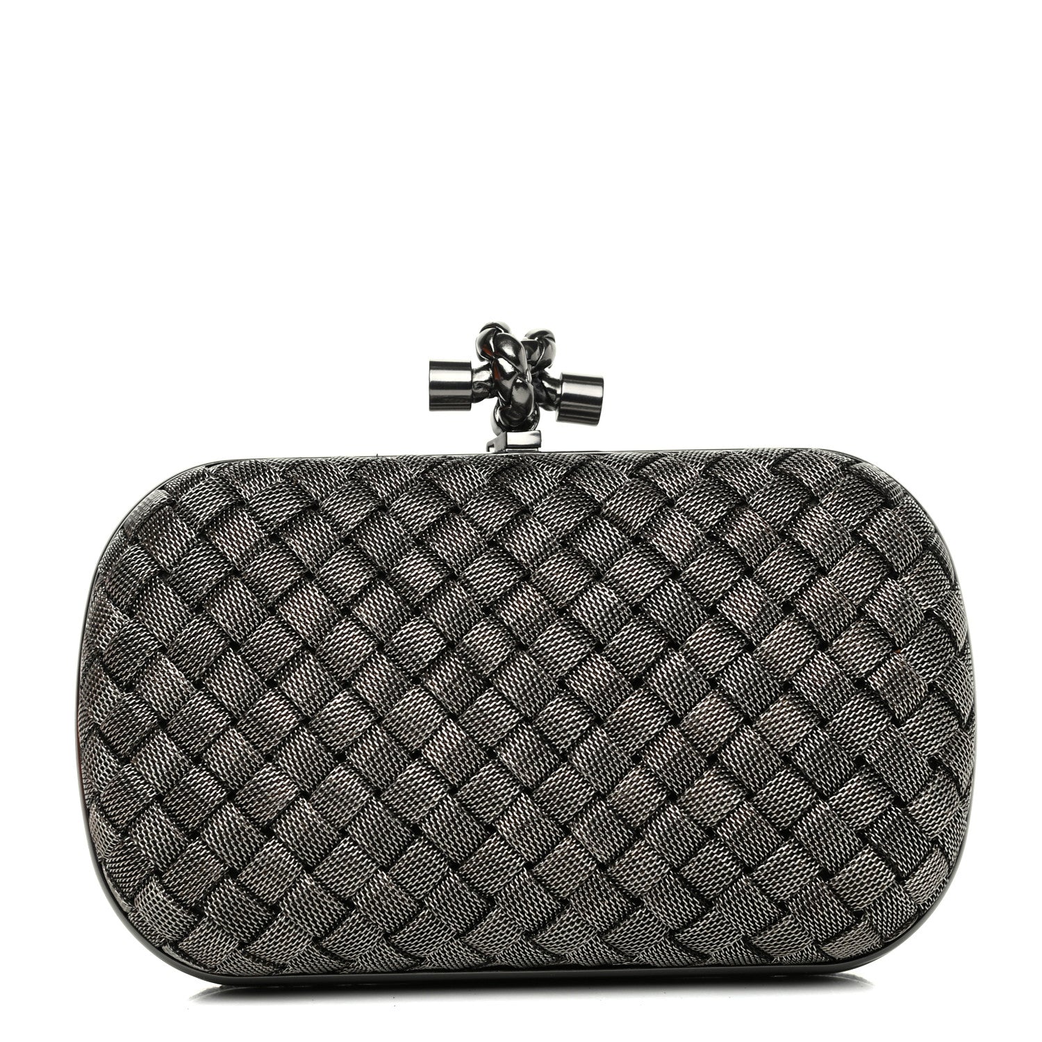 Bottega Veneta Metal Intrecciato Mesh Woven Knot Clutch in Argento 1 of 7