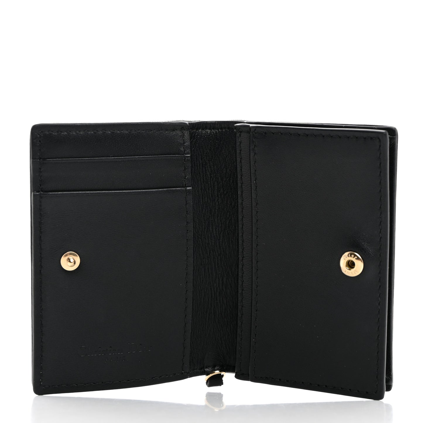 Lambskin Cannage Small Lady Dior Flap Card Holder Black