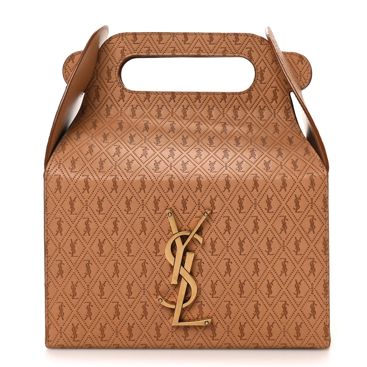Calfskin Monogram Take Away Box Dusty Vintage Brown Gold