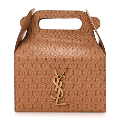 Saint Laurent Calfskin Monogram Take Away Box Dusty Vintage Brown Gold 1 of 9