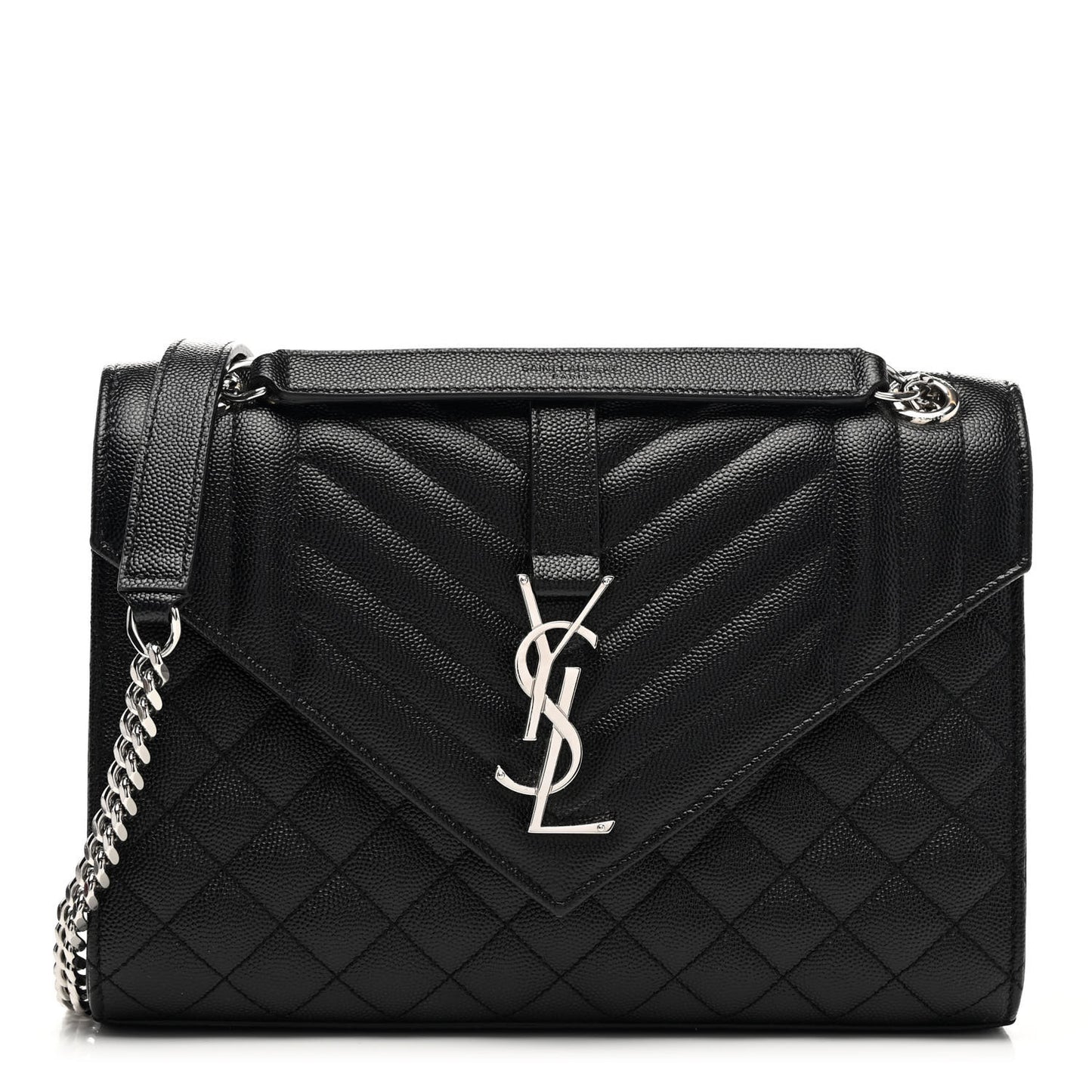 Grain De Poudre Textured Mixed Matelasse Triquilt Medium Monogram Satchel Black