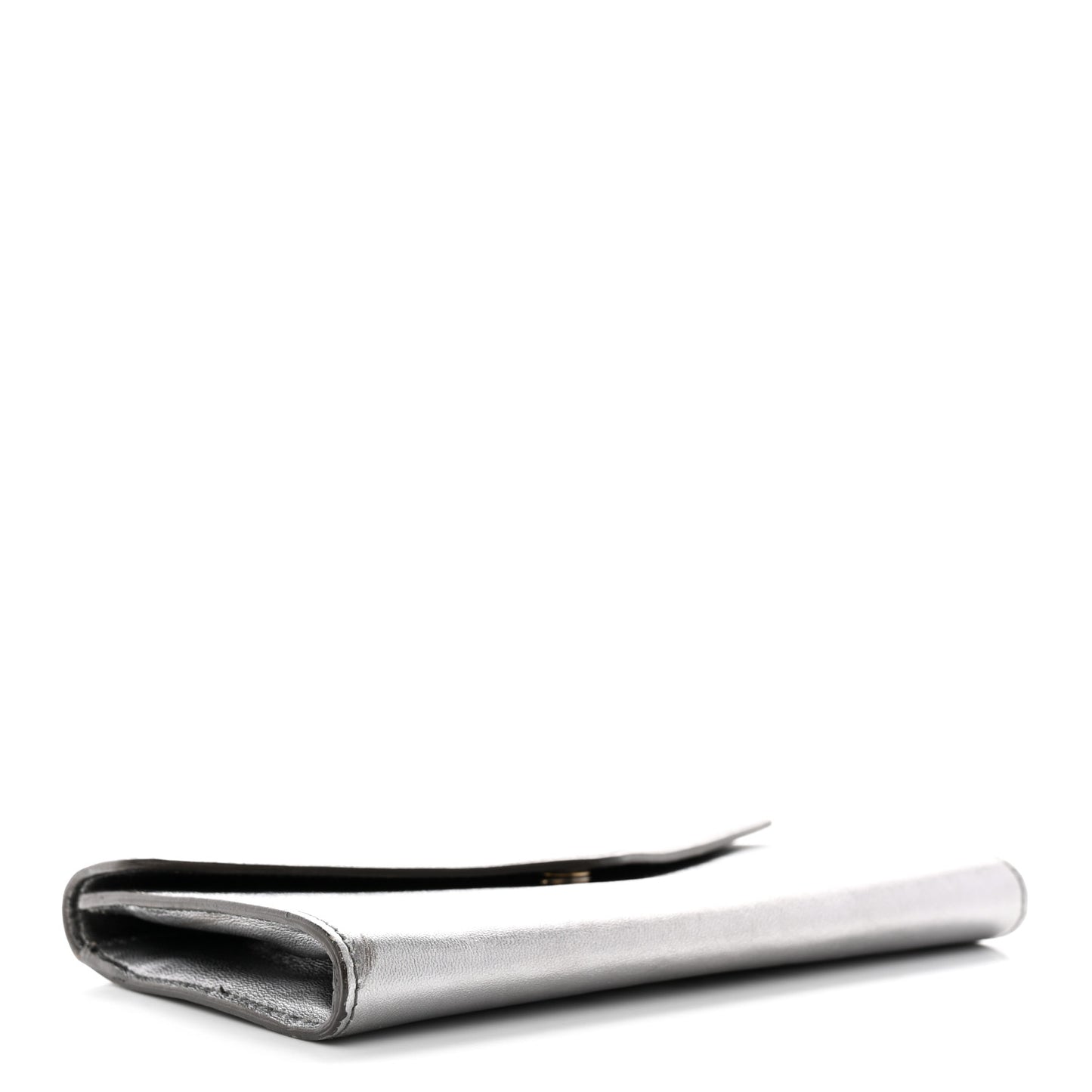 Metallic Calfskin Y-Mail Clutch Silver