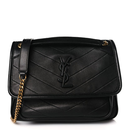 Saint Laurent Lambskin Matelasse Monogram Baby Niki Chain Satchel Black 1 of 9