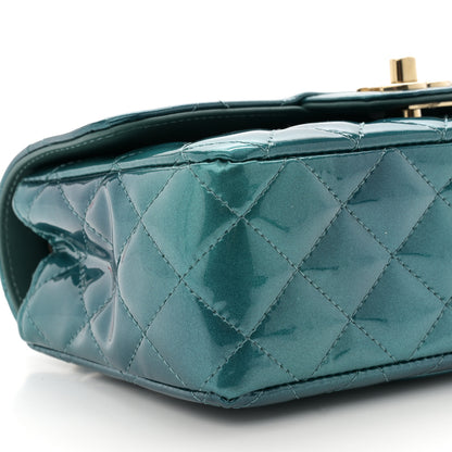 Chanel Shaded Patent Calfskin Quilted Mini Rectangular Flap Green Blue 9 of 11