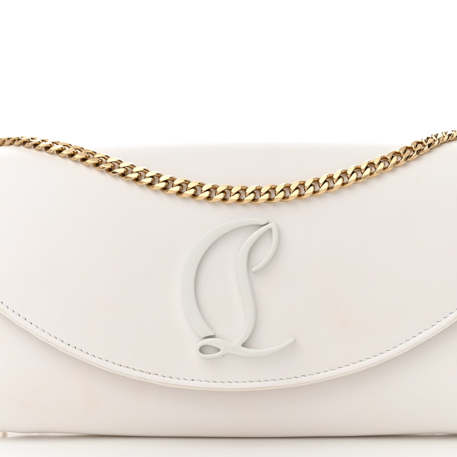 Christian Louboutin Calfskin Monochrome Loubi54 Wallet On Chain White 8 of 13