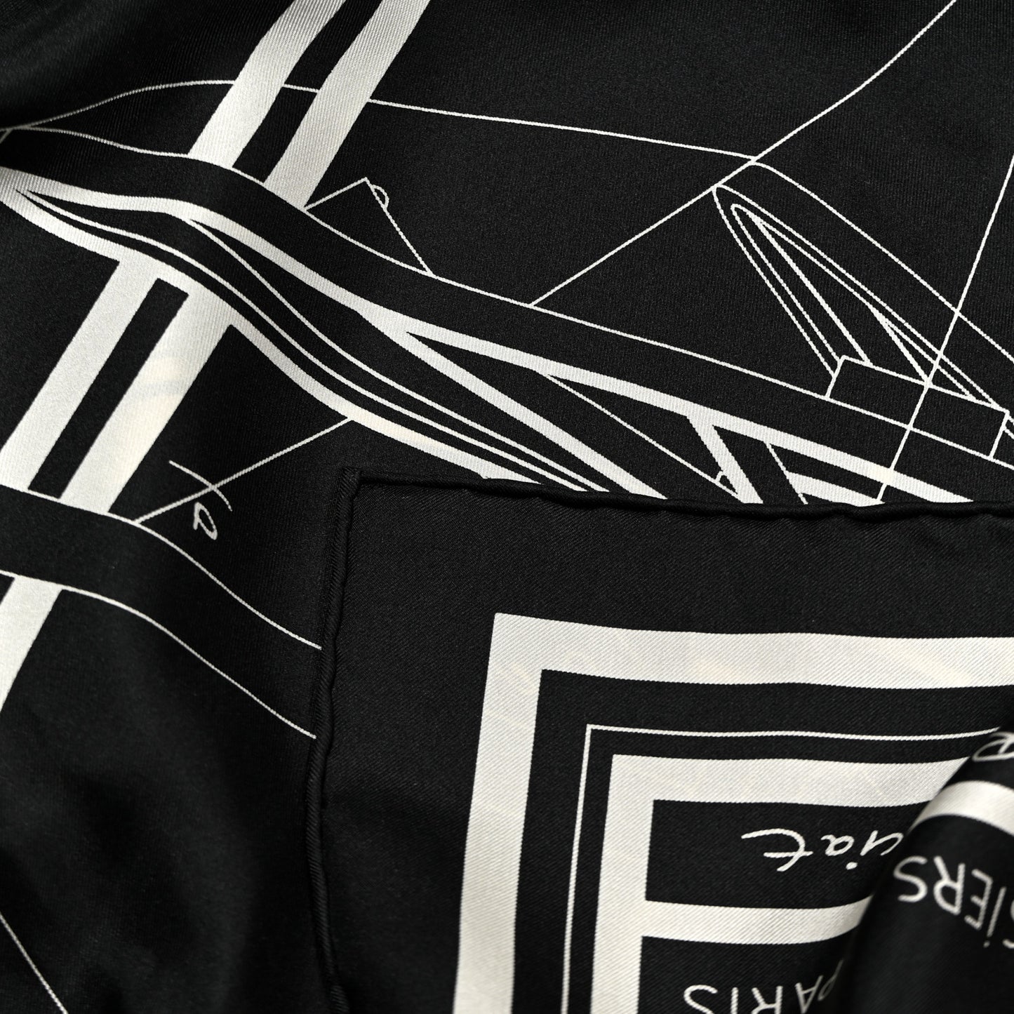 Silk Projet De Voiture Scarf 140 Black White