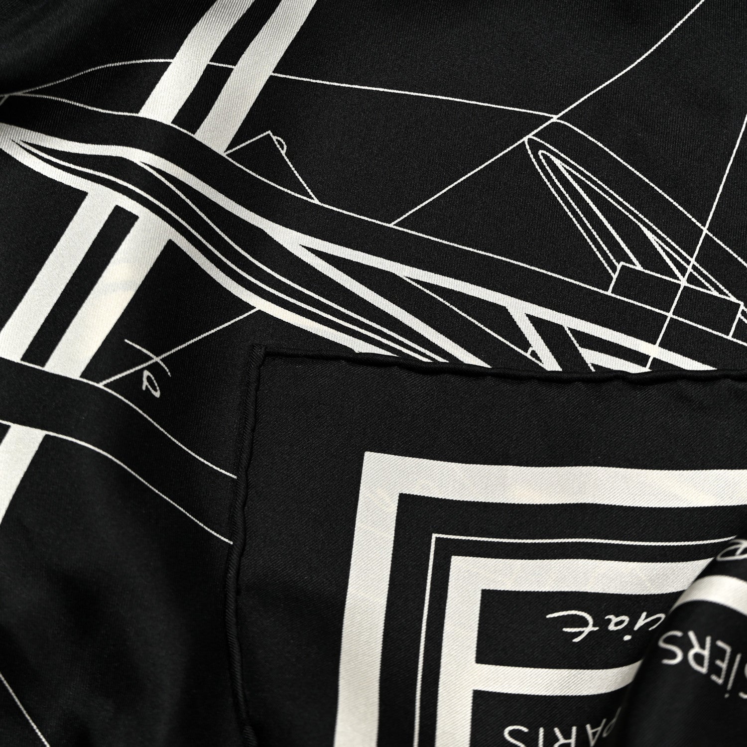 Hermes Silk Projet De Voiture Scarf 140 Black White 3 of 3