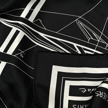 Hermes Silk Projet De Voiture Scarf 140 Black White 3 of 3