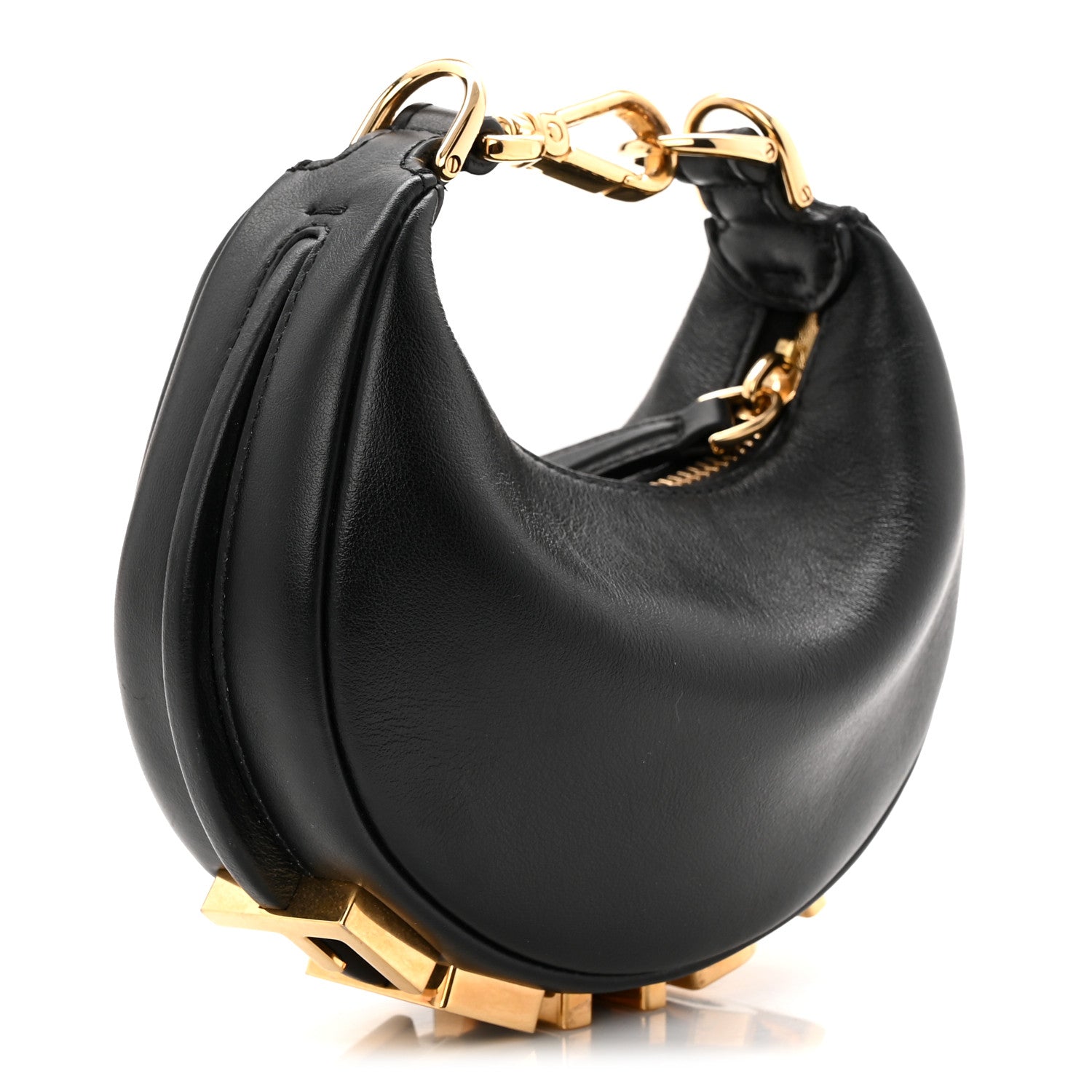 Fendi Vitello Grace Matte Nano Fendigraphy Hobo Charm Black 3 of 10