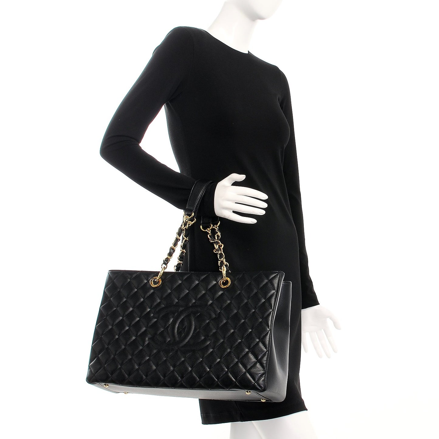 Caviar Quilted XL Grand Shopping Tote GST Black