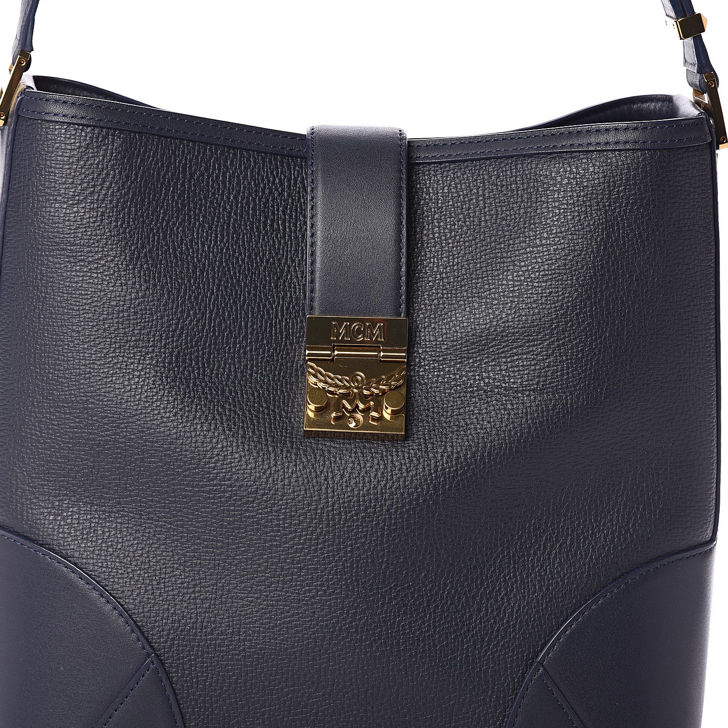 MCM Calfskin Claudia Crossbody Bag True Navy 6 of 8