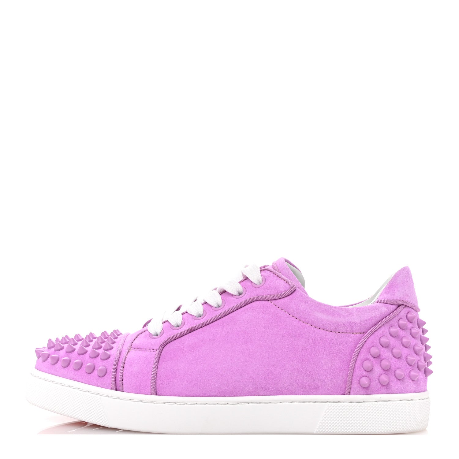 Christian Louboutin Suede Calfskin Vieira Spikes Womens Orlato Flat Sneakers 38 Lilac 1 of 9