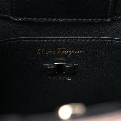 Salvatore Ferragamo Calfskin Medium Vara Bow Top Handle Tote Black Pink 6 of 13