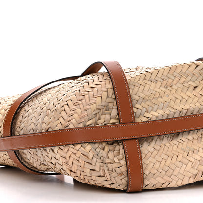 Celine Raffia Calfskin Large Gridded Basket Tote Tan 9 of 10