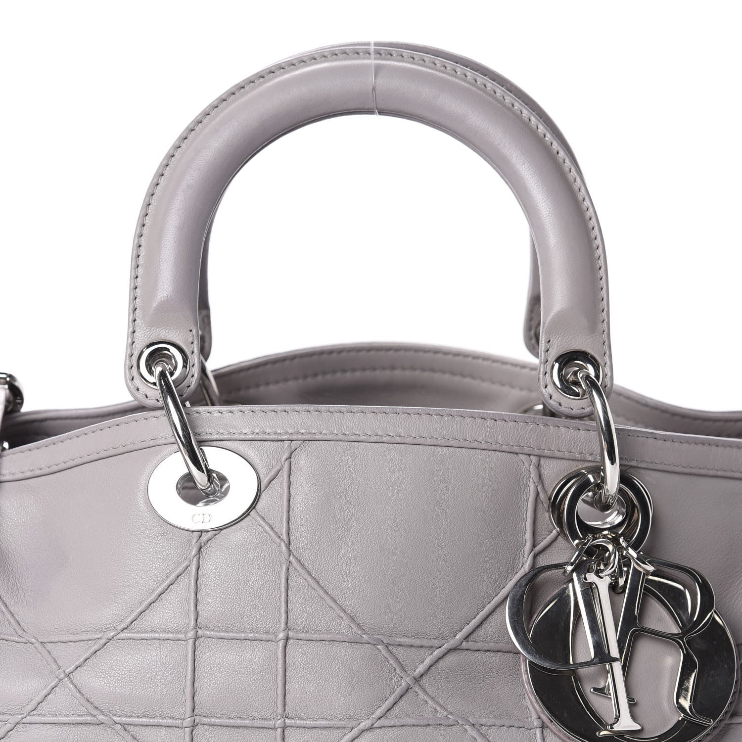 Christian Dior Lambskin Cannage Granville Polochon Grey 10 of 10