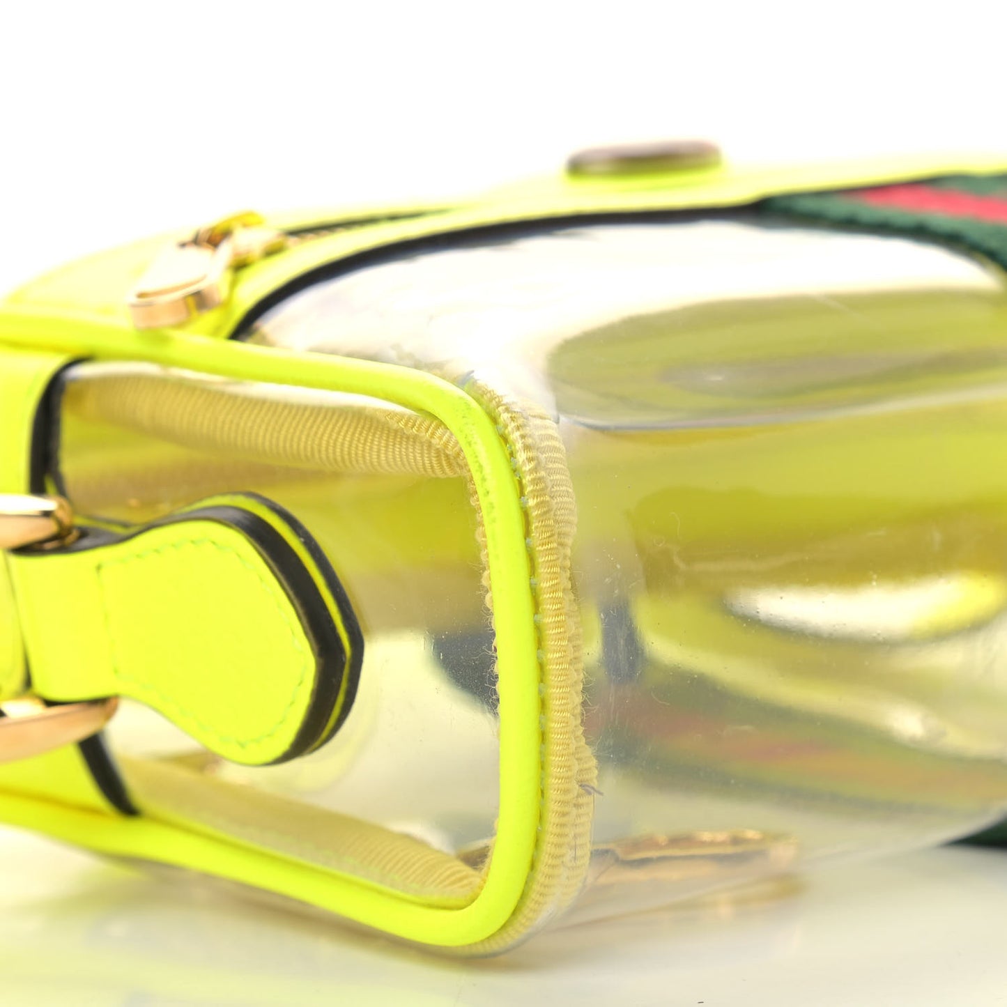 Vinyl Web Mini Ophidia Transparent Shoulder Bag Yellow Fluo