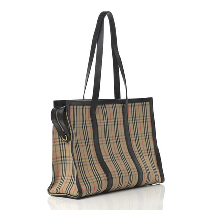 Burberry Calfskin 1983 Knight Check Link Zip Tote Black 3 of 13