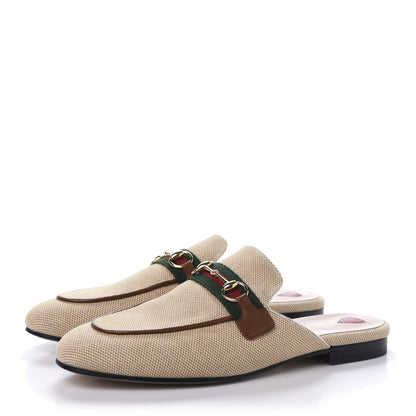 Gucci Canvas Vintage Charlotte Princetown Slippers 39 Cuir 3 of 8