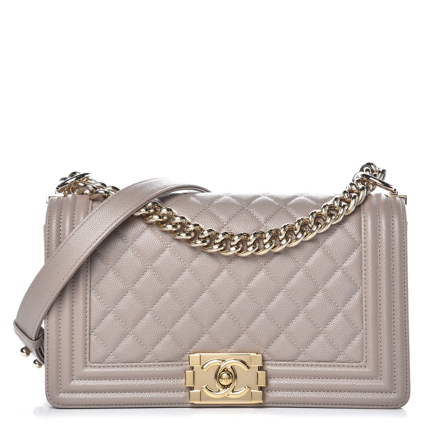 Caviar Quilted Medium Boy Flap Dark Beige