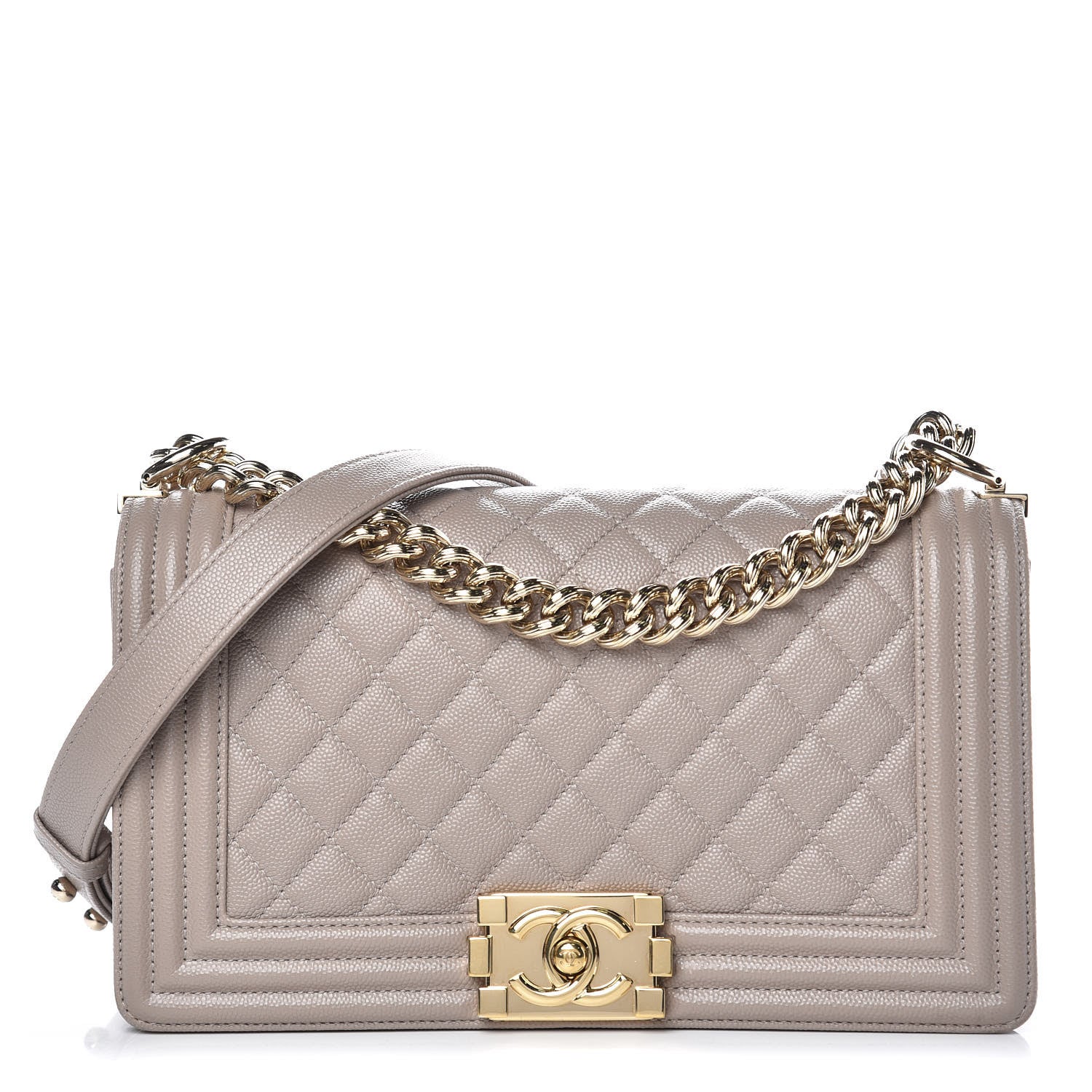 Chanel Caviar Quilted Medium Boy Flap Dark Beige 1 of 11