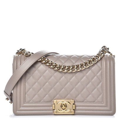 Chanel Caviar Quilted Medium Boy Flap Dark Beige 1 of 11