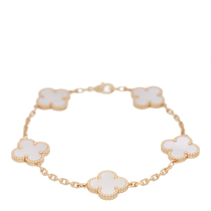 Van Cleef & Arpels 18K Yellow Gold Mother of Pearl 5 Motifs Vintage Alhambra Bracelet 1 of 6