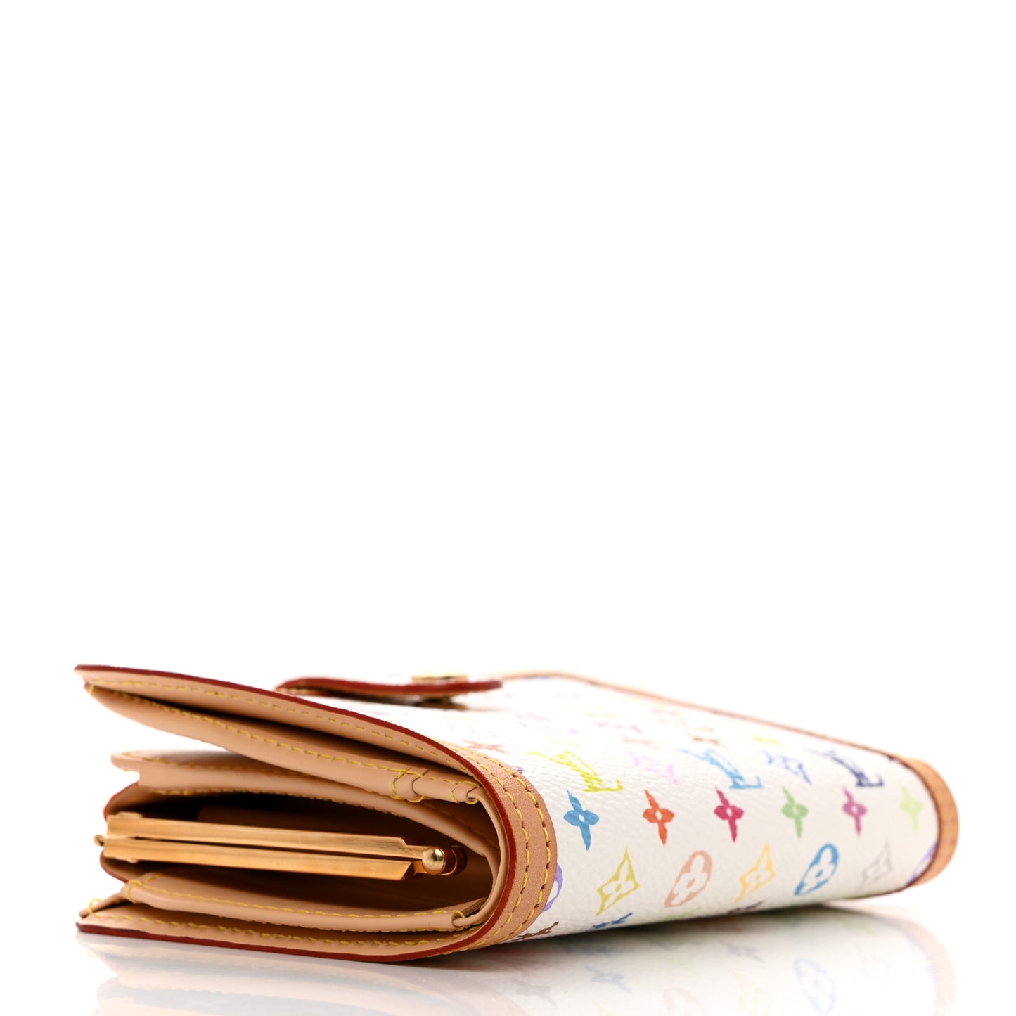 LOUIS VUITTON Monogram Multicolor French Purse Wallet White