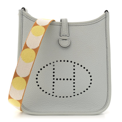 Hermes Taurillon Clemence Flipperball Sangle Evelyne TPM Bleu Pale Caramel Nata Gold 1 of 11