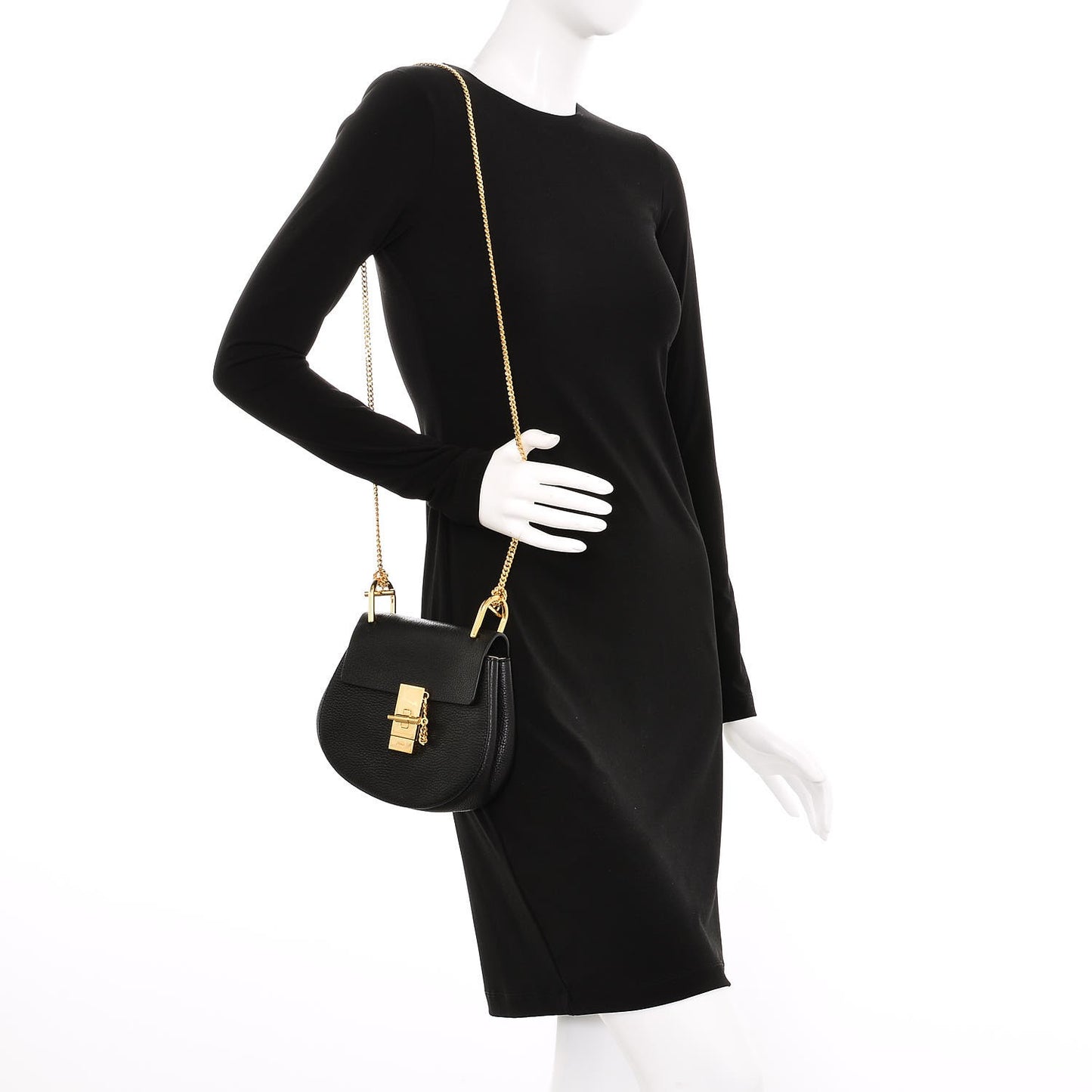 Grained Lambskin Mini Drew Shoulder Bag Black