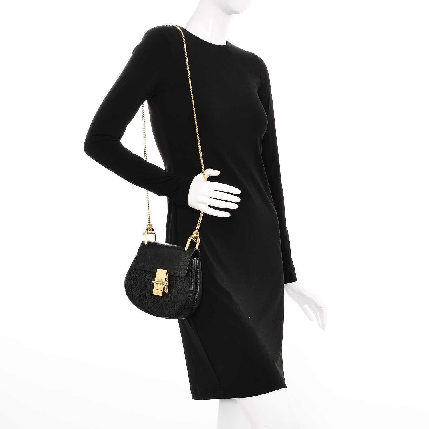 Chloe Grained Lambskin Mini Drew Shoulder Bag Black 2 of 6
