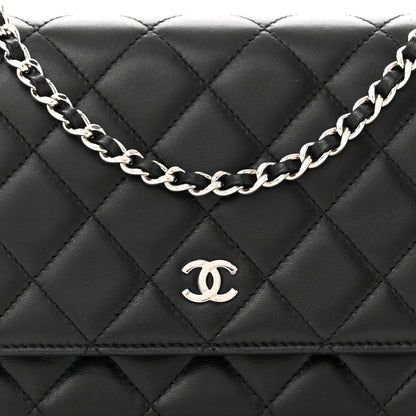 Chanel Lambskin Quilted Wallet On Chain WOC Black 9 of 12